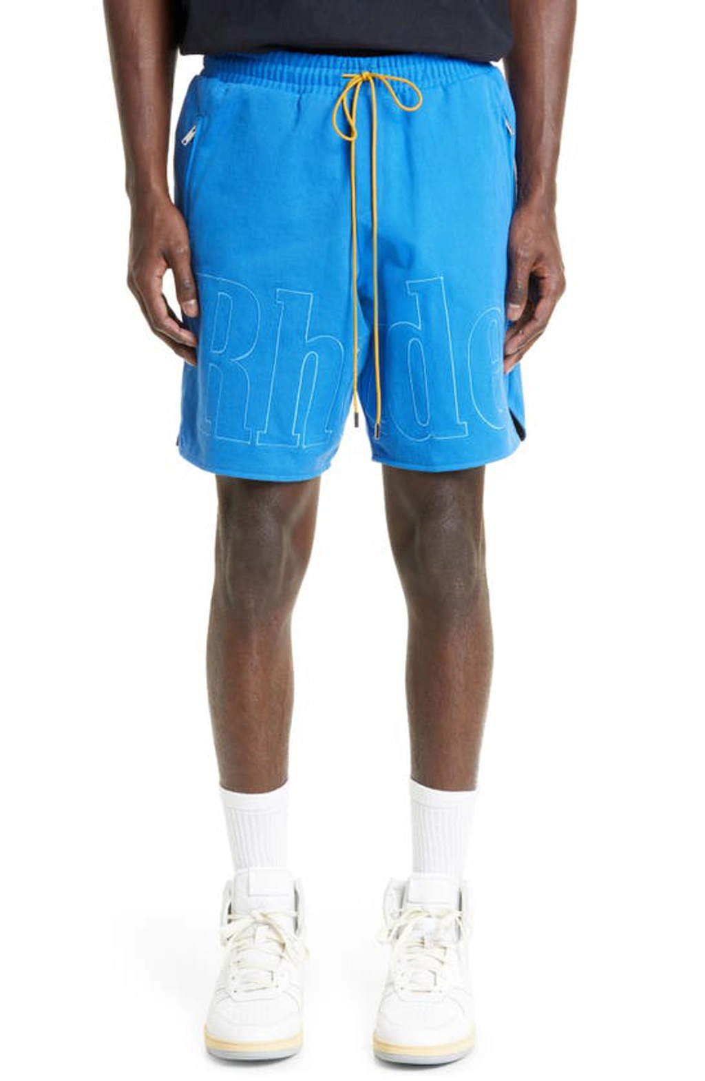 Rhude Straight-leg Logo-embroidered Cotton-twill 