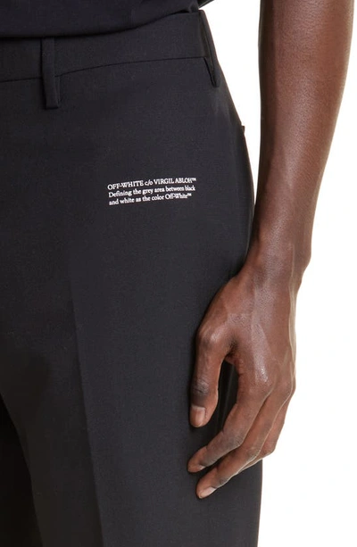 Shop Off-white Corp Skinny Virgin Wool Pants In Black/ White