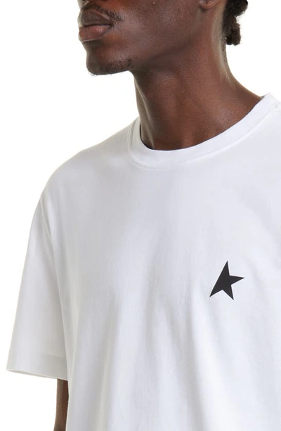 Golden Goose White T-shirt With Round Neck And One Star Logo Print On The Front In Cotton Man