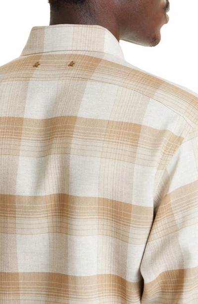 Shop Golden Goose Journey Plaid Button-up Shirt In White / Beige Check