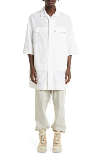 Shop Rick Owens Magnum Tommy Oversize Cotton Shirt In Milk