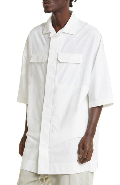 Shop Rick Owens Magnum Tommy Oversize Cotton Shirt In Milk