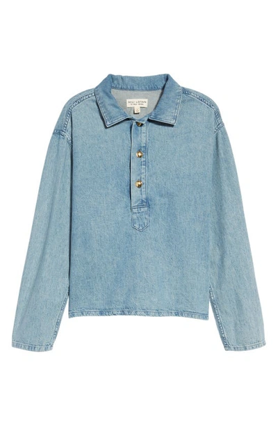Nili Lotan Harper Cotton-linen Denim Shirt In Light Wash