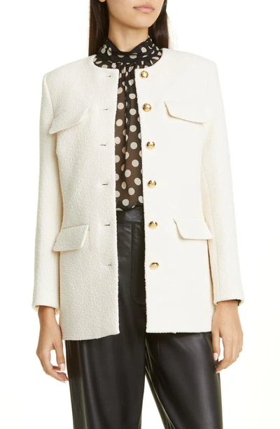 Shop Nili Lotan Gabrielle Tweed Jacket In Ivory