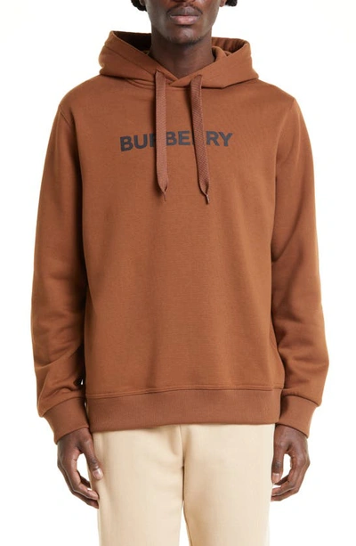 Shop Burberry Ansdell Logo Cotton Graphic Hoodie In Dark Birch Brown