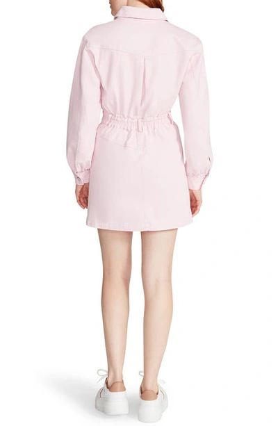 Shop Steve Madden Krisha Long Sleeve Cotton Twill Mini Shirtdress In Pink Tulle