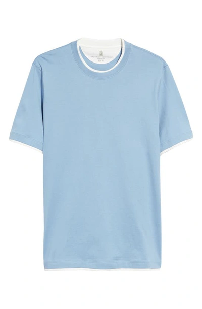 Shop Brunello Cucinelli Cotton T-shirt In Light Blue