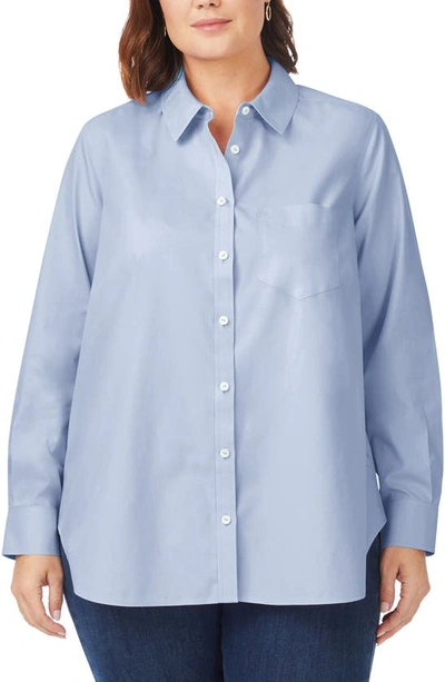 Shop Foxcroft Boyfriend Cotton Blouse In Blue Wave 2