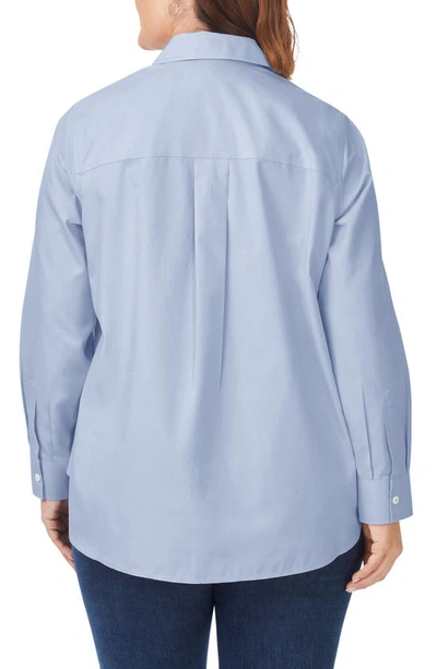 Foxcroft Boyfriend Cotton Blouse In Blue Wave 2