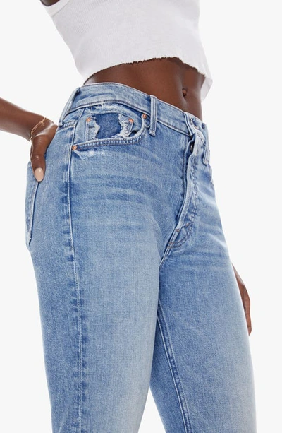 Mother The Tripper Flood Frayed High Waist Ankle Flare Jeans In Left In The Dust