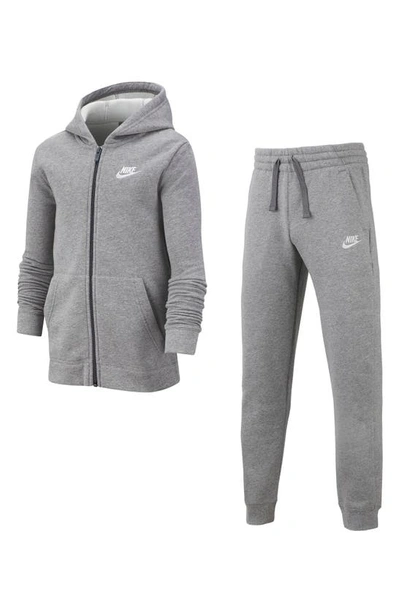 Shop Nike Kids' Sportswear Tracksuit In Carbon/ Dark Grey/ White