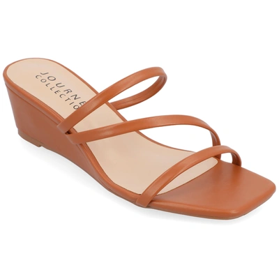 Shop Journee Collection Collection Women's Takarah Wedge Sandals In Brown