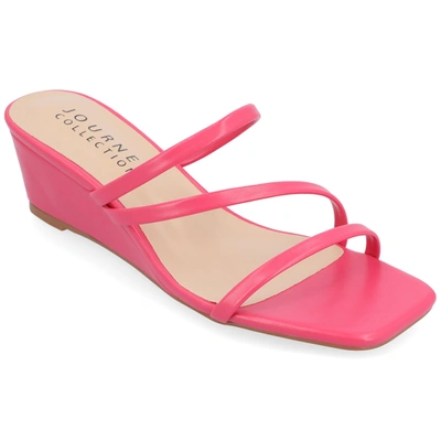 Shop Journee Collection Collection Women's Takarah Wedge Sandals In Pink