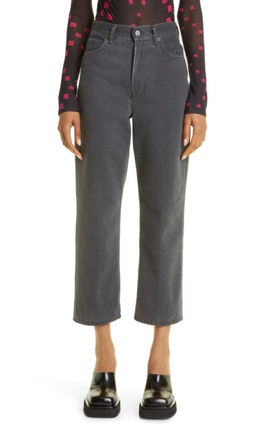 Shop Acne Studios 1993 High Waist Crop Relaxed Fit Jeans In Dark Grey