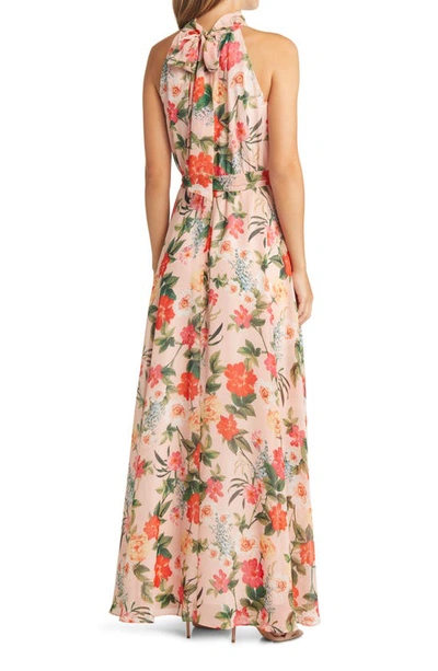 Eliza J Floral Halter Neck Chiffon Maxi Dress In Blush | ModeSens