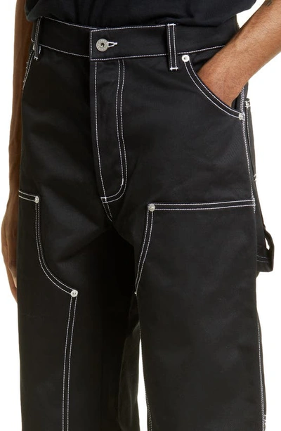 Shop Heron Preston Contrast Stitch Cotton Canvas Carpenter Pants In Black No C