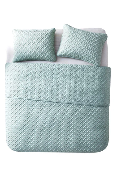 Vcny Home Nina Embossed Basketweave Quilt Set In Blue
