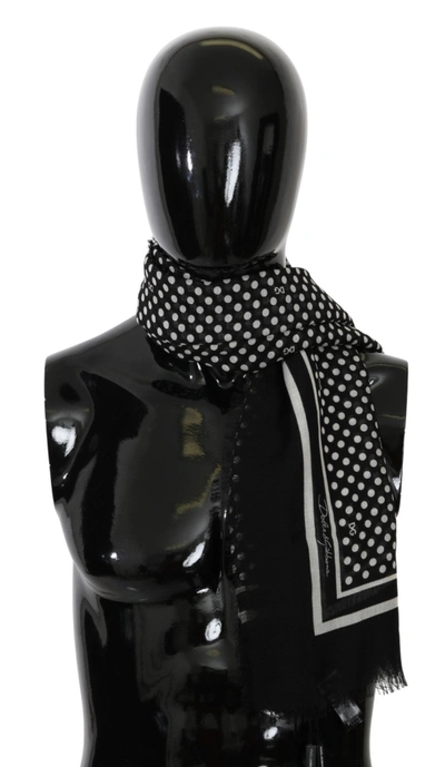 Shop Dolce & Gabbana Elegant Black Silk Blend Polka Dotted Men's Men's Scarf