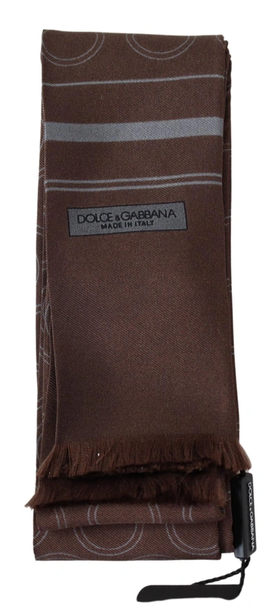 Shop Dolce & Gabbana Brown Circles Neck Wrap Fringe Silk Men's Scarf