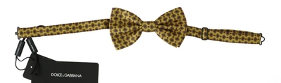 Shop Dolce & Gabbana Elegant Yellow Silk Bow Men's Tie