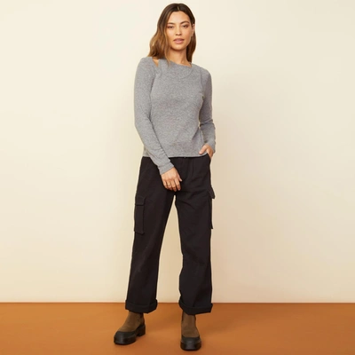 Monrow Asymmetric Long Sleeve Top In Granite