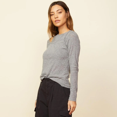 Monrow Asymmetric Long Sleeve Top In Granite