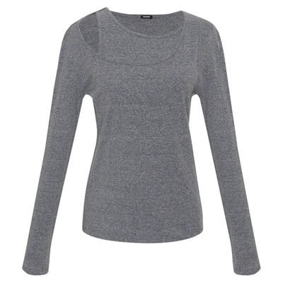 Monrow Asymmetric Long Sleeve Top In Granite