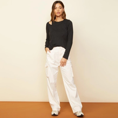 Monrow Asymmetric Long Sleeve Top In Black