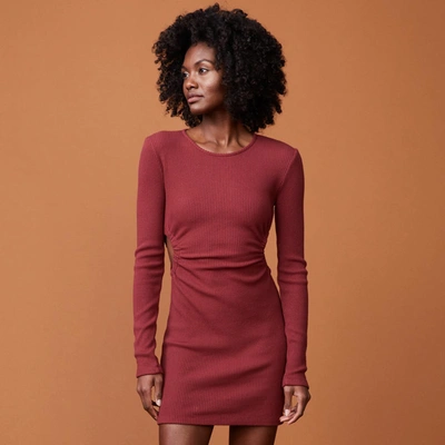 Monrow Brushed Rib Cut Out Dress In Rhubarb