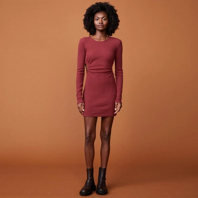 Monrow Brushed Rib Cut Out Dress In Rhubarb