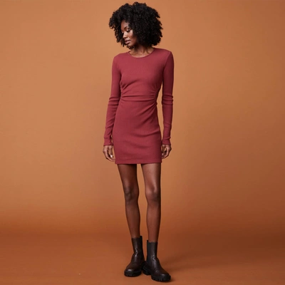 Monrow Brushed Rib Cut Out Dress In Rhubarb