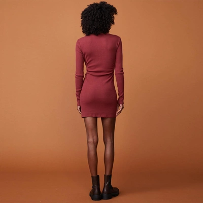 Monrow Brushed Rib Cut Out Dress In Rhubarb