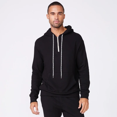 Monrow Bungee Cord Quarter Zip Hoody In Black