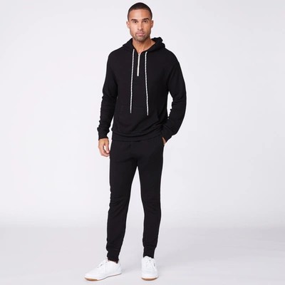 Monrow Bungee Cord Quarter Zip Hoody In Black