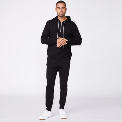 Monrow Bungee Cord Quarter Zip Hoody In Black