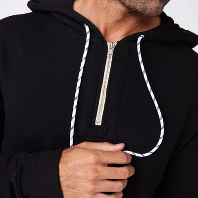 Monrow Bungee Cord Quarter Zip Hoody In Black