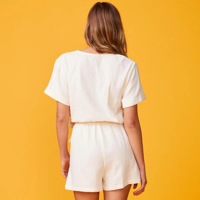 Monrow Archives Gauze Wrap Romper In Buttercream