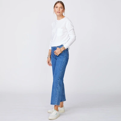 Monrow Long Sleeve Ex-boyfriend Pocket Crew In White