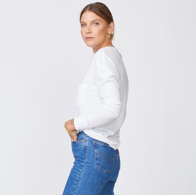 Monrow Long Sleeve Ex-boyfriend Pocket Crew In White