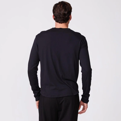 Monrow Long Sleeve Henley In Black