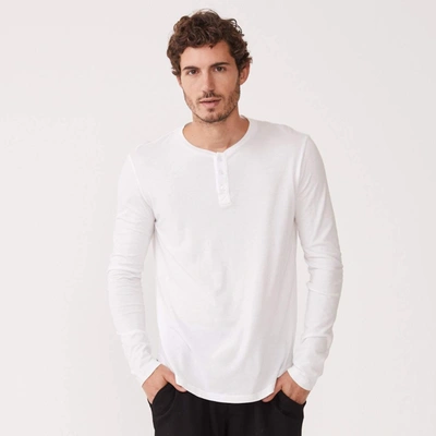 Monrow Long Sleeve Henley In White