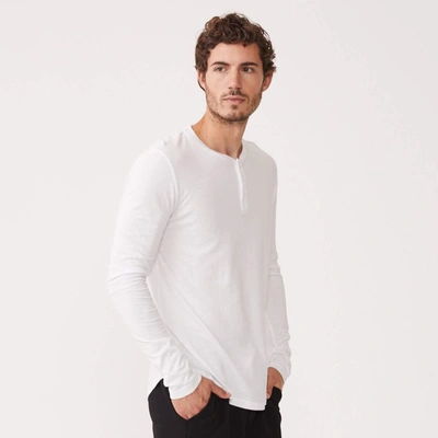 Monrow Long Sleeve Henley In White