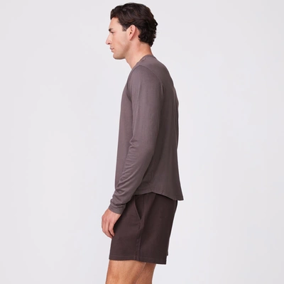 Monrow Long Sleeve Henley In Cocoa