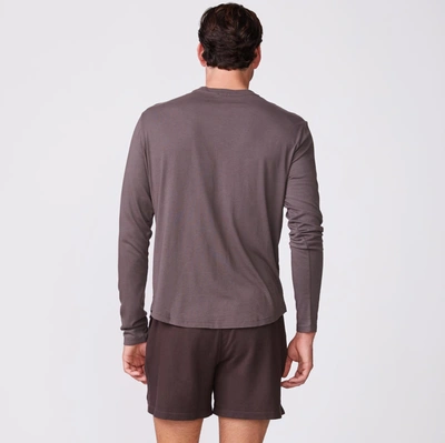 Monrow Long Sleeve Henley In Cocoa