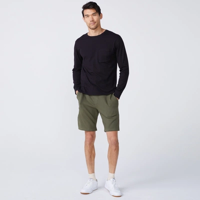 Monrow Long Sleeve Pocket Crew In Black