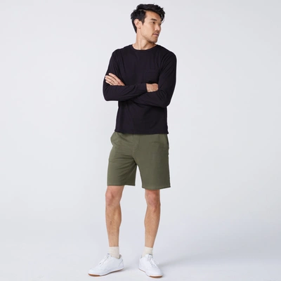 Monrow Long Sleeve Pocket Crew In Black