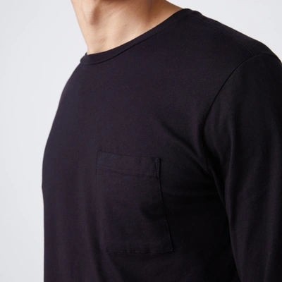Monrow Long Sleeve Pocket Crew In Black