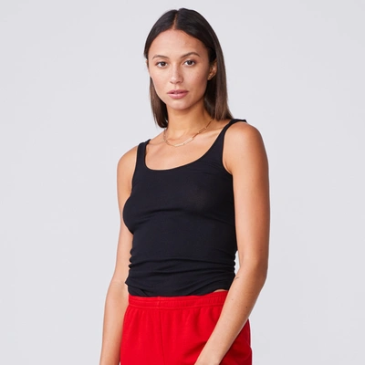 Monrow Basic Rib Tank In Black