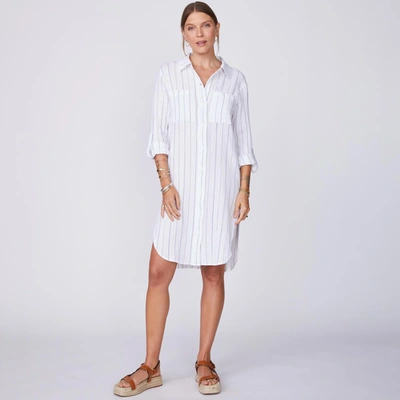 Monrow Archives Pinstripe Gauze Shirt Dress In White