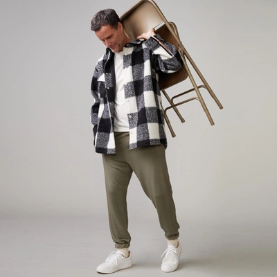 Monrow Plaid Flannel Shacket In Black/natural